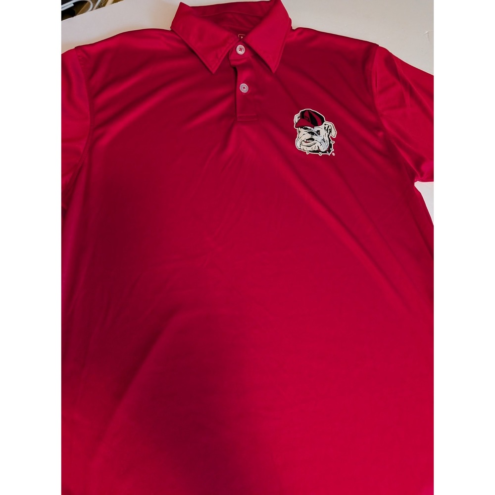 Georgia Bulldogs Polo Shirt Mens  Red NCAA Football Russell Short Sleeve Size M